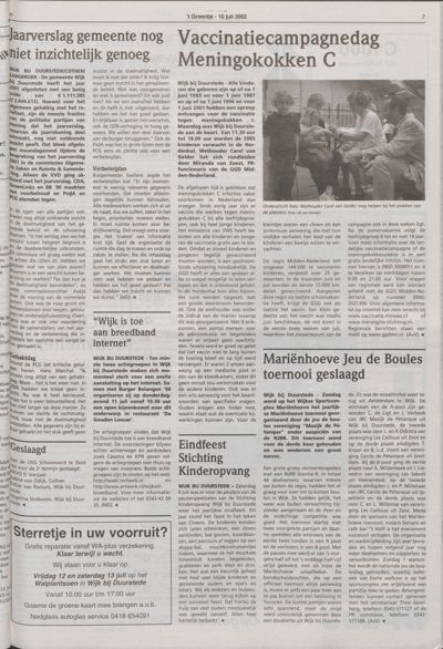 Wijks Nieuws / Bunniks Nieuws, 10 juli 2002 (nr. 28, jrg. 38)