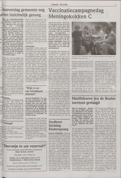 Wijks Nieuws / Bunniks Nieuws, 10 juli 2002 (nr. 28, jrg. 38)