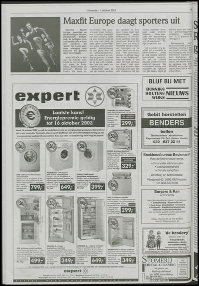 Wijks Nieuws / Bunniks Nieuws, 1 oktober 2003 (nr. 40, jrg. 39)
