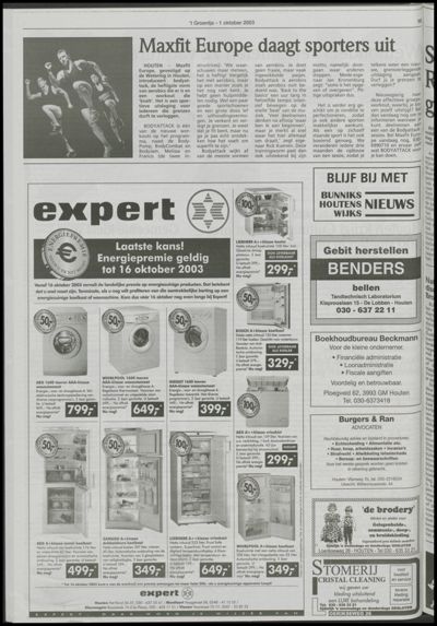 Wijks Nieuws / Bunniks Nieuws, 1 oktober 2003 (nr. 40, jrg. 39)