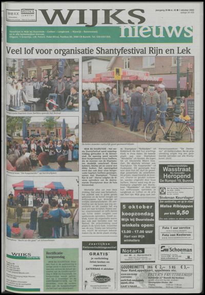 Wijks Nieuws / Bunniks Nieuws, 1 oktober 2003 (nr. 40, jrg. 39)