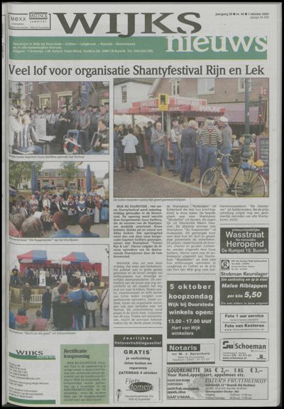 Wijks Nieuws / Bunniks Nieuws, 1 oktober 2003 (nr. 40, jrg. 39)