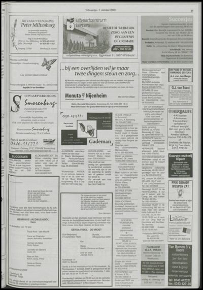 Wijks Nieuws / Bunniks Nieuws, 1 oktober 2003 (nr. 40, jrg. 39)