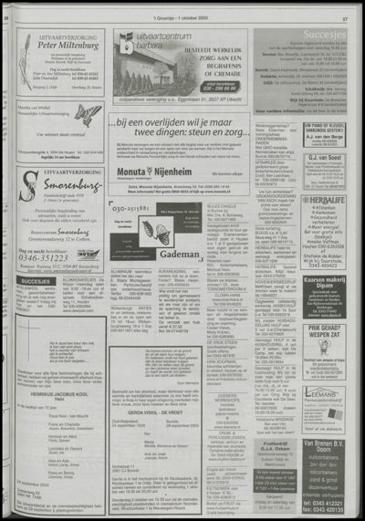 Wijks Nieuws / Bunniks Nieuws, 1 oktober 2003 (nr. 40, jrg. 39)