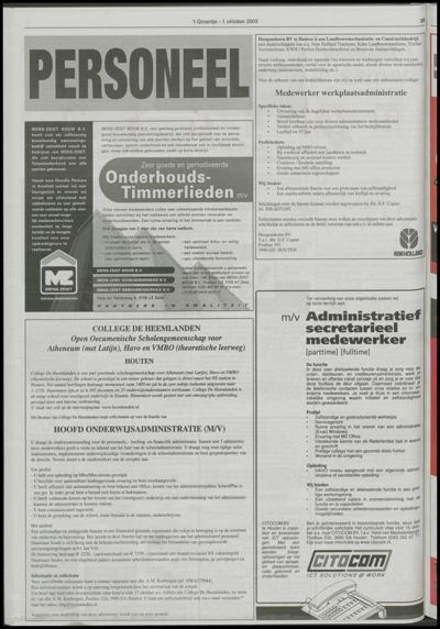 Wijks Nieuws / Bunniks Nieuws, 1 oktober 2003 (nr. 40, jrg. 39)