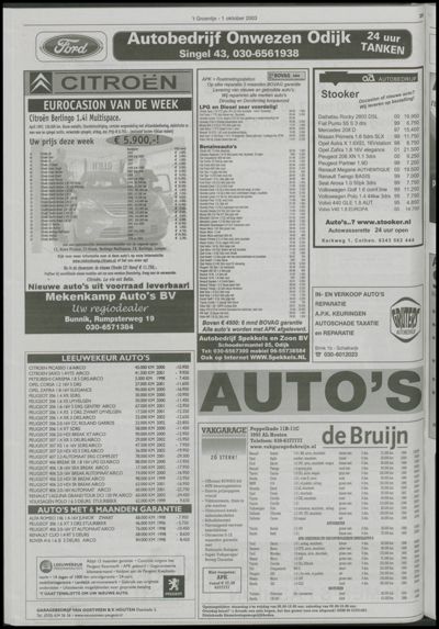 Wijks Nieuws / Bunniks Nieuws, 1 oktober 2003 (nr. 40, jrg. 39)