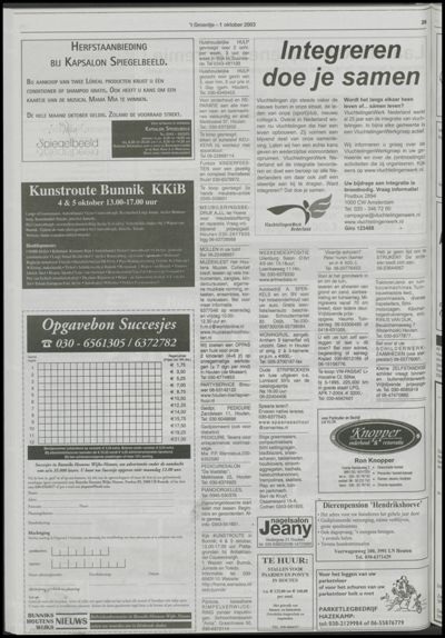 Wijks Nieuws / Bunniks Nieuws, 1 oktober 2003 (nr. 40, jrg. 39)