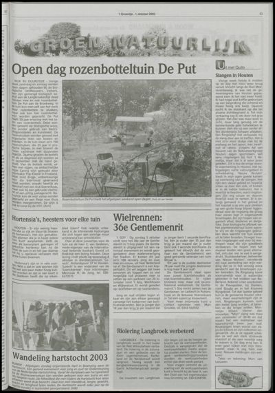 Wijks Nieuws / Bunniks Nieuws, 1 oktober 2003 (nr. 40, jrg. 39)