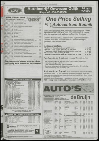 Wijks Nieuws / Bunniks Nieuws, 10 december 2003 (nr. 50, jrg. 39)