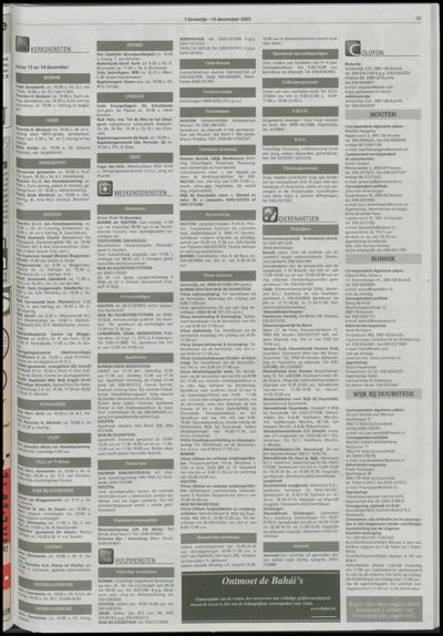 Wijks Nieuws / Bunniks Nieuws, 10 december 2003 (nr. 50, jrg. 39)