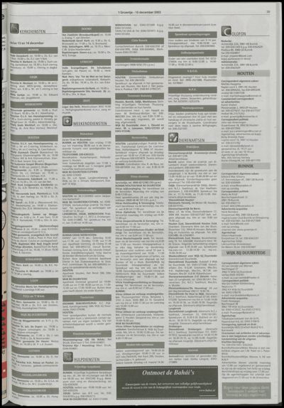 Wijks Nieuws / Bunniks Nieuws, 10 december 2003 (nr. 50, jrg. 39)