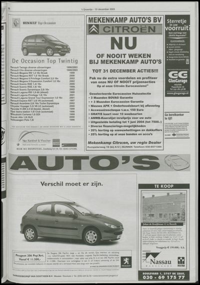 Wijks Nieuws / Bunniks Nieuws, 10 december 2003 (nr. 50, jrg. 39)