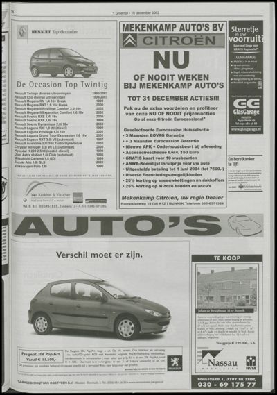 Wijks Nieuws / Bunniks Nieuws, 10 december 2003 (nr. 50, jrg. 39)