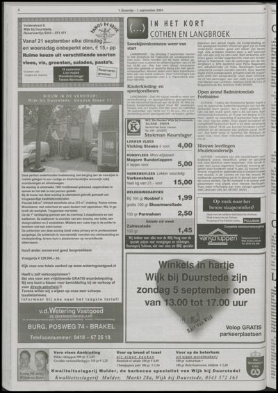 Wijks Nieuws / Bunniks Nieuws, 1 september 2004 (nr. 35, jrg. 40)