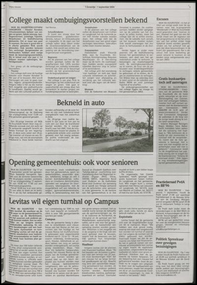 Wijks Nieuws / Bunniks Nieuws, 1 september 2004 (nr. 35, jrg. 40)
