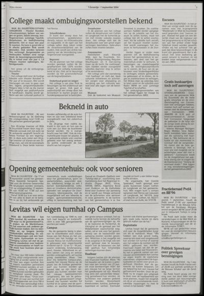 Wijks Nieuws / Bunniks Nieuws, 1 september 2004 (nr. 35, jrg. 40)