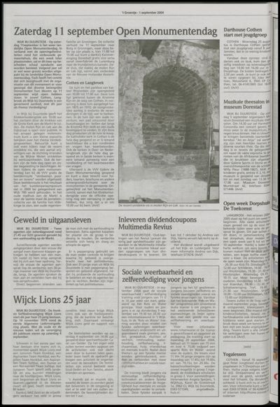 Wijks Nieuws / Bunniks Nieuws, 1 september 2004 (nr. 35, jrg. 40)