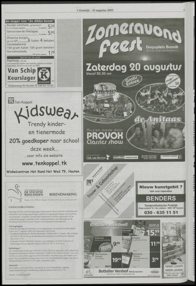 Wijks Nieuws / Bunniks Nieuws, 10 augustus 2005 (nr. 32, jrg. 41)