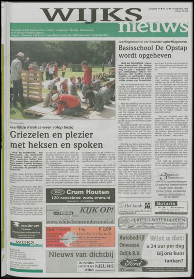 Wijks Nieuws / Bunniks Nieuws, 10 augustus 2005 (nr. 32, jrg. 41)