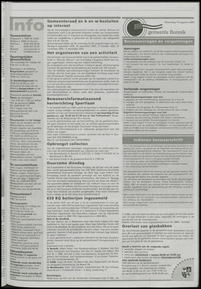 Wijks Nieuws / Bunniks Nieuws, 10 augustus 2005 (nr. 32, jrg. 41)