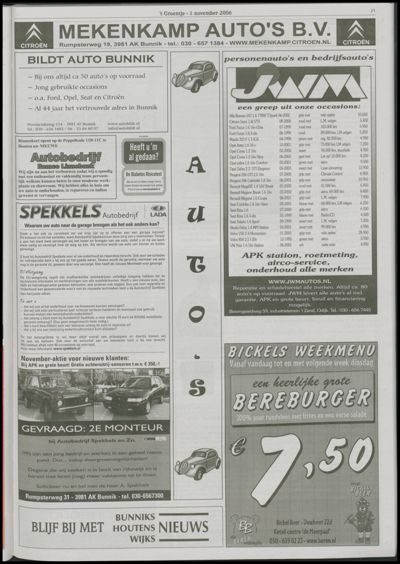 Wijks Nieuws / Bunniks Nieuws, 1 november 2006 (nr. 44, jrg. 42)