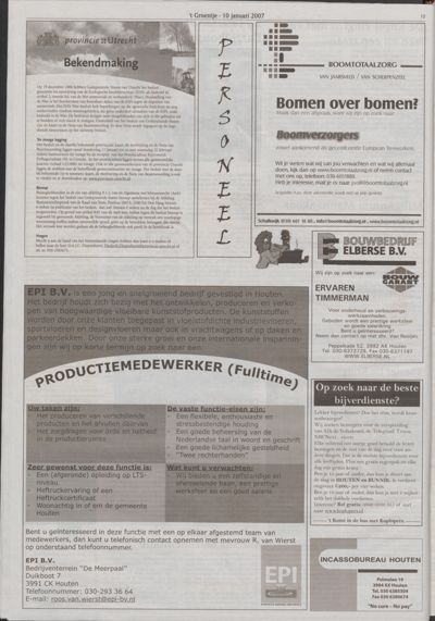 Wijks Nieuws / Bunniks Nieuws, 10 januari 2007 (nr. 2, jrg. 43)