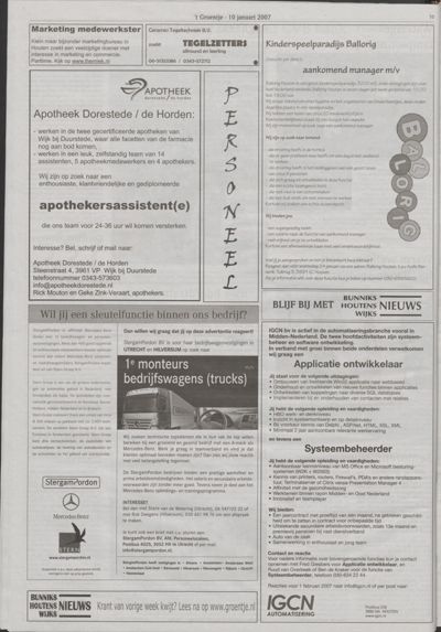 Wijks Nieuws / Bunniks Nieuws, 10 januari 2007 (nr. 2, jrg. 43)