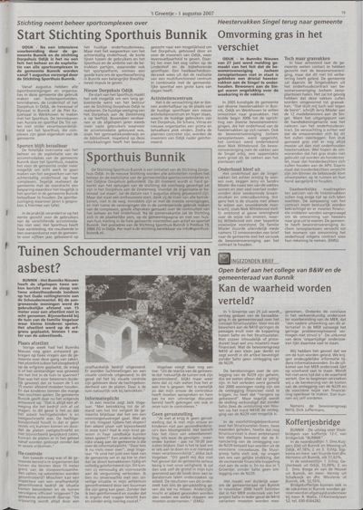 Wijks Nieuws / Bunniks Nieuws, 1 augustus 2007 (nr. 31, jrg. 43)