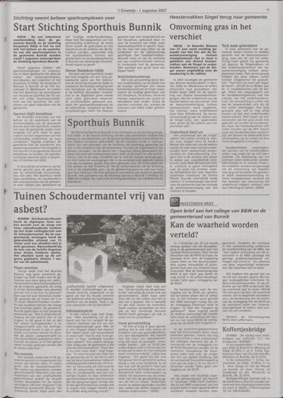 Wijks Nieuws / Bunniks Nieuws, 1 augustus 2007 (nr. 31, jrg. 43)