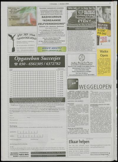 Wijks Nieuws / Bunniks Nieuws, 1 oktober 2008 (nr. 40, jrg. 44)