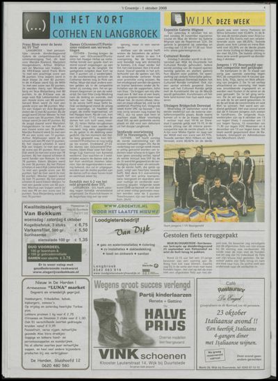 Wijks Nieuws / Bunniks Nieuws, 1 oktober 2008 (nr. 40, jrg. 44)