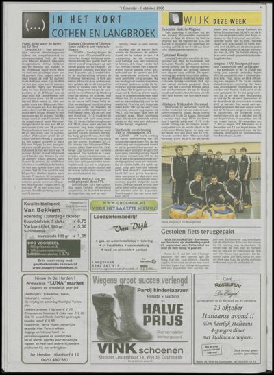 Wijks Nieuws / Bunniks Nieuws, 1 oktober 2008 (nr. 40, jrg. 44)