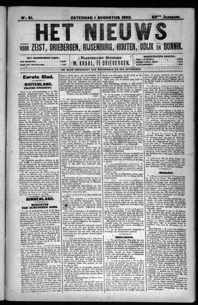 Het Nieuws, 1 augustus 1903 (nr. 61, jrg. 28)