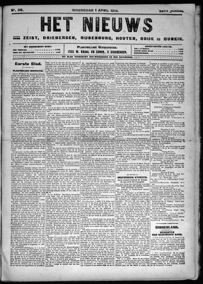 Het Nieuws, 1 april 1914 (nr. 26, jrg. 34)