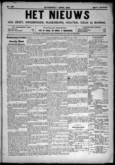 Het Nieuws, 1 april 1916 (nr. 26, jrg. 36)