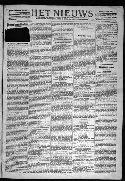 Het Nieuws, 1 april 1921 (nr. 26, jrg. 41)