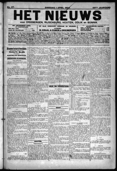 Het Nieuws, 1 april 1924 (nr. 27, jrg. 44)