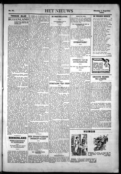 Het Nieuws, 1 augustus 1933 (nr. 61, jrg. 53)