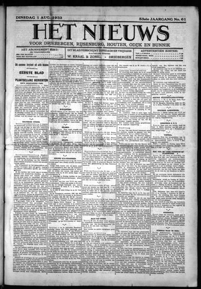 Het Nieuws, 1 augustus 1933 (nr. 61, jrg. 53)