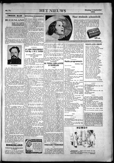 Het Nieuws, 5 september 1933 (nr. 71, jrg. 53)