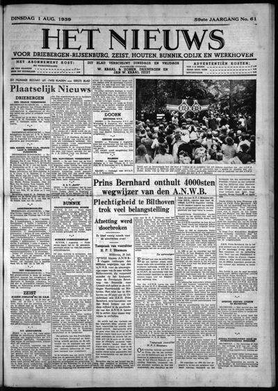 Het Nieuws, 1 augustus 1939 (nr. 61, jrg. 59)