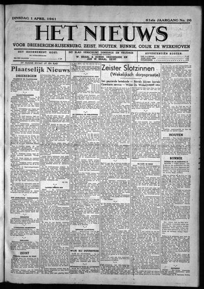 Het Nieuws, 1 april 1941 (nr. 26, jrg. 61)