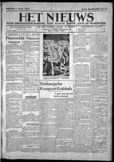 Het Nieuws, 1 augustus 1941 (nr. 61, jrg. 61)