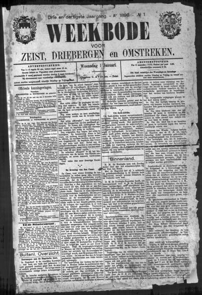 Weekbode, 1 januari 1896 (nr. 1, jrg. 33)