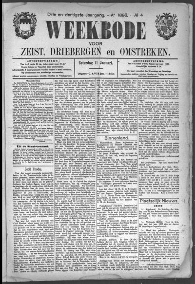 Weekbode, 11 januari 1896 (nr. 4, jrg. 33)