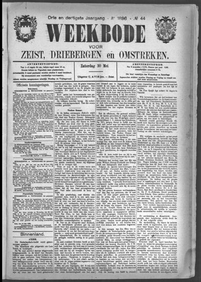 Weekbode, 30 mei 1896 (nr. 44, jrg. 33)