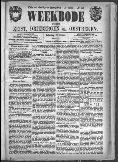 Weekbode, 10 oktober 1896 (nr. 82, jrg. 33)