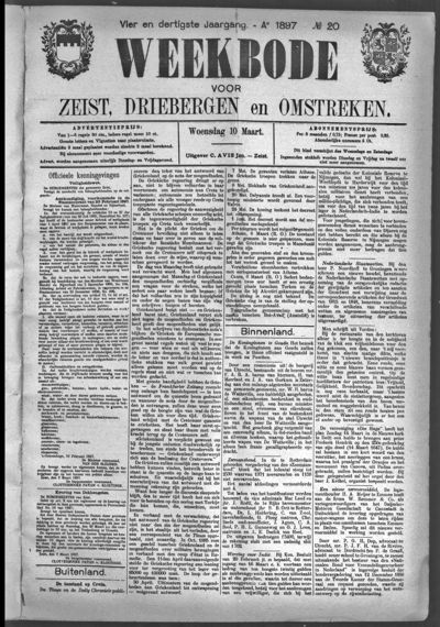 Weekbode, 10 maart 1897 (nr. 20, jrg. 34)
