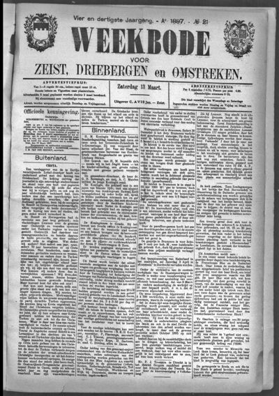 Weekbode, 13 maart 1897 (nr. 21, jrg. 34)