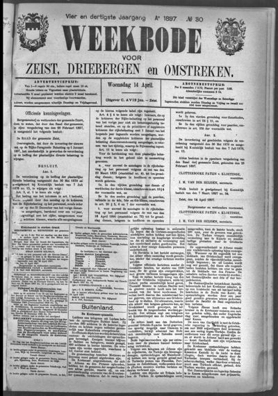 Weekbode, 14 april 1897 (nr. 30, jrg. 34)